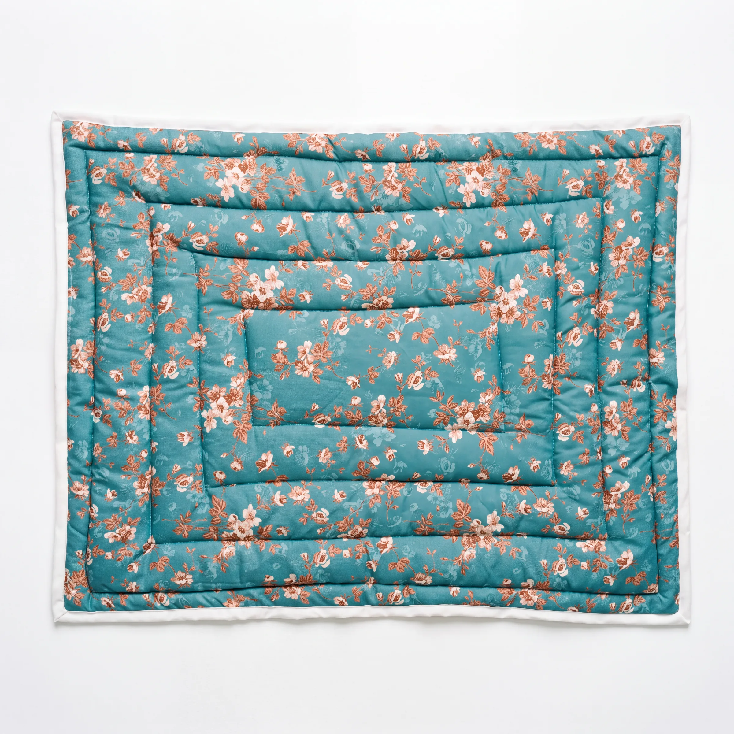Teal Rose Blossom Quilted Play Mat